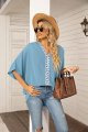 Women Short Sleeve V Neck Soft Chiffon Blouse