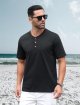 Men's Short Sleeve Shirt Cotton Lightweight 3 Button Tops Vintage Casual Summer Shirt Soft Fashion