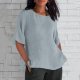 Women Oversized Line Shirts Half Sleeve Summer Tops Casual Loose Jacquard Tunic Blouse Plus Size Flowy Tunic