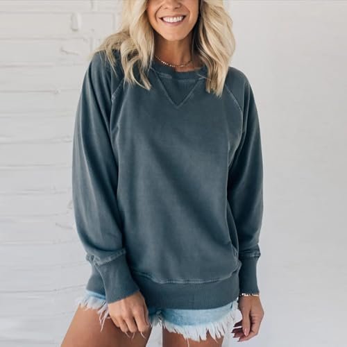 Ribbed Pocket Pullover Sweatshirt For Women Loose Fit Long Sleeve Top Autumn And Winter plus Size Ladies