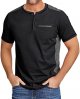 Mens Shirt Short Sleeve Basic Button-Down T-Shirt with Pockets Solid Color Shirt