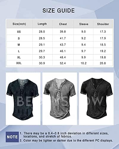 Mens Distressed Shirts Retro Short Sleeve Tee Shirts Casual Button Down Washed T-Shirts for Men