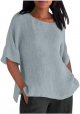 Women Oversized Line Shirts Half Sleeve Summer Tops Casual Loose Jacquard Tunic Blouse Plus Size Flowy Tunic