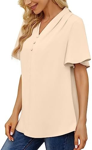 Womens Summer Tops Dressy Casual T-Shirts Chiffon Loose fit Tunic Blouses