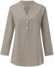 Loose Button Down Blouse Tops Stand Solid Sleeve Long Casual Women Linen Shirt Women's Linen Blouse Shorts Plus Size