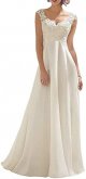 Women's Wedding Dress Lace Double V-Neck Sleeveless Evening Dress