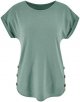 Women's Short Sleeve Tops Crew Neck Side Button Shirts Casual Loose Fit T-Shirt