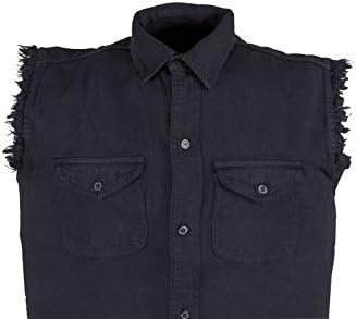 Men's Motorcycle BLK/Flourscent Cotton Half Sleeve Cut Off Shirt,Frayed Sleeves