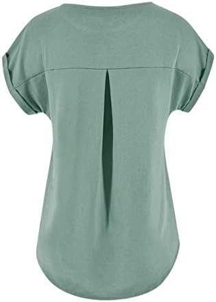 Women's Short Sleeve Tops Crew Neck Side Button Shirts Casual Loose Fit T-Shirt